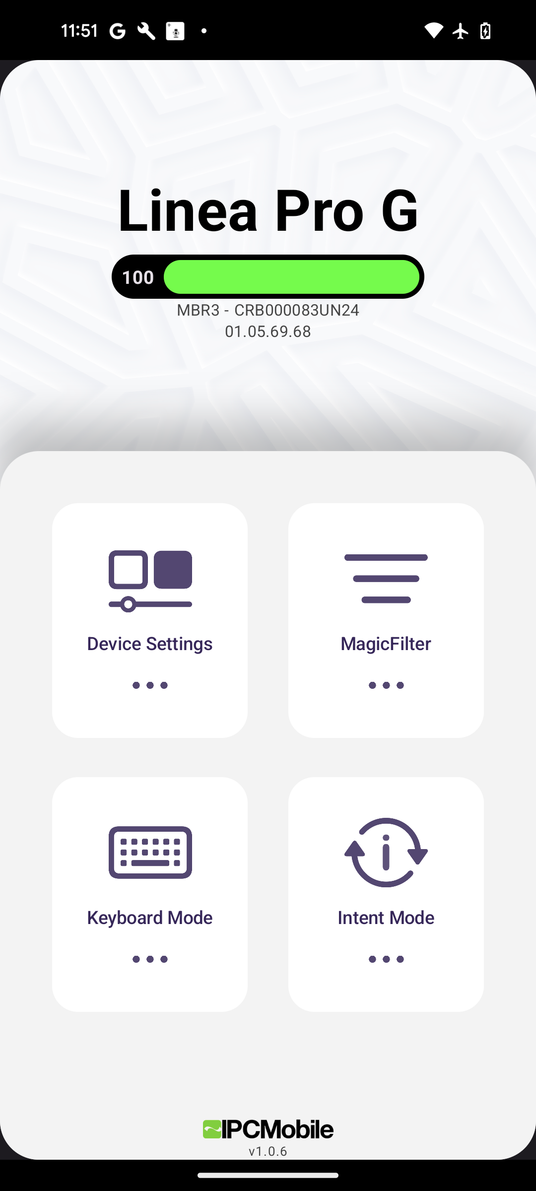 AIWedge connected main screen