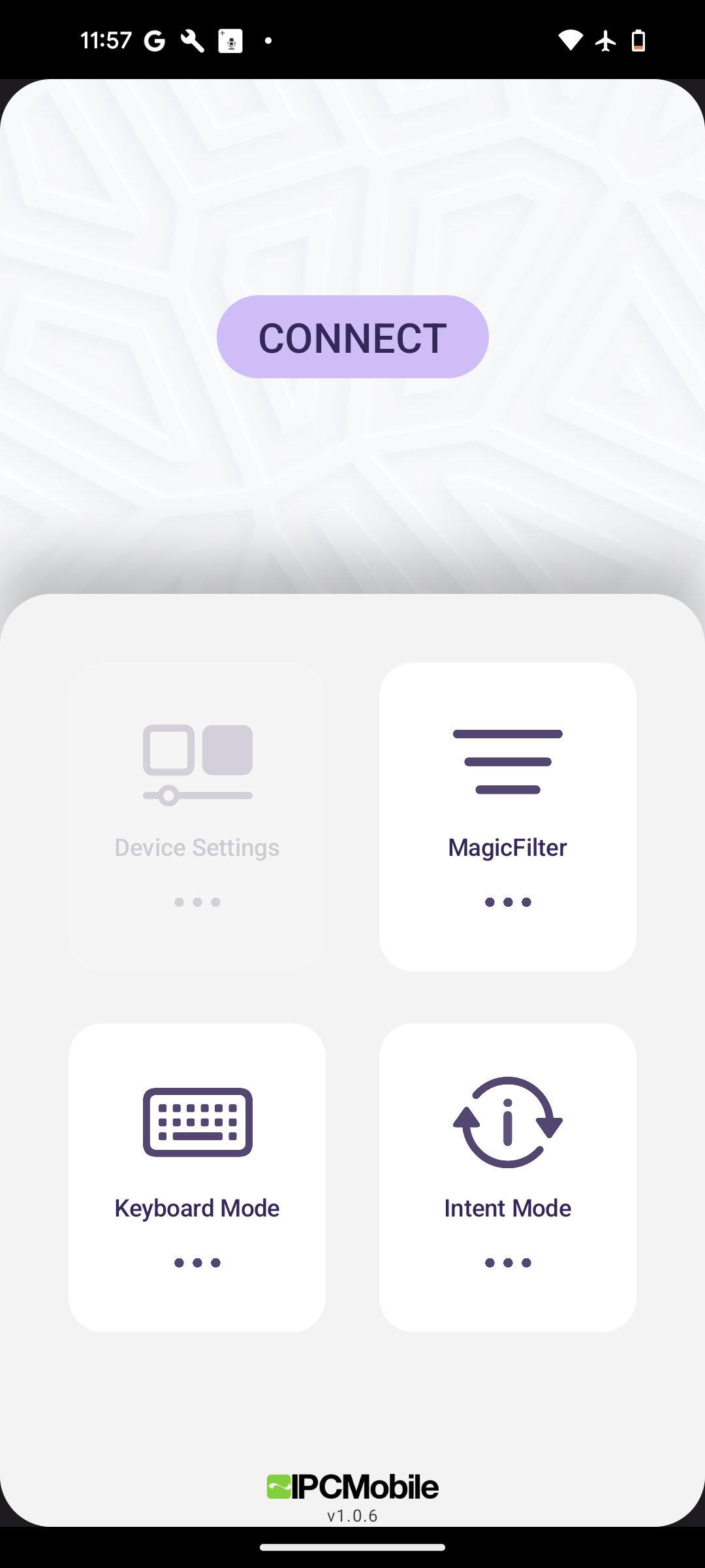 AIWedge disconnected main screen