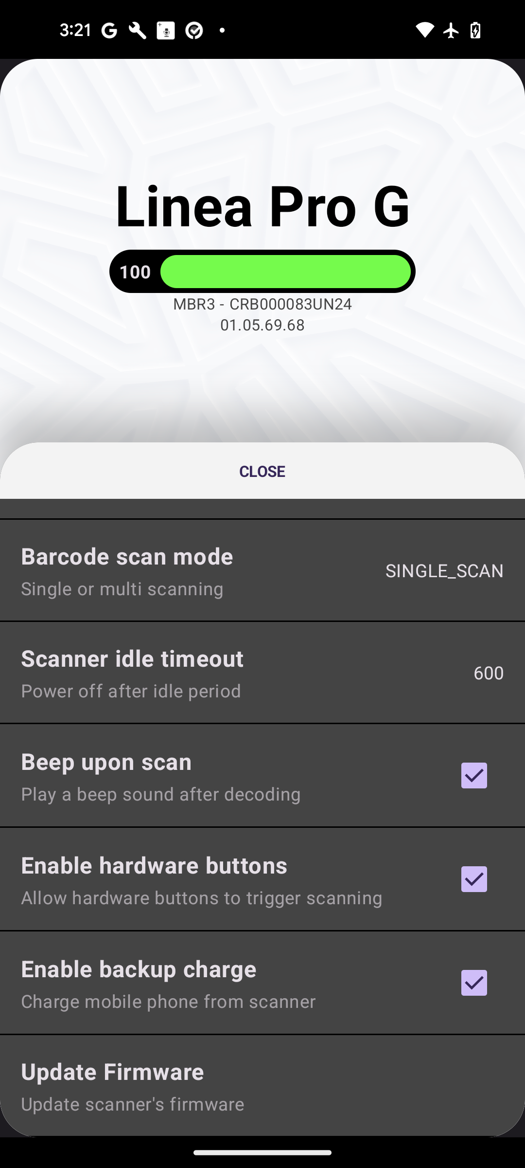 Update Firmware Menu